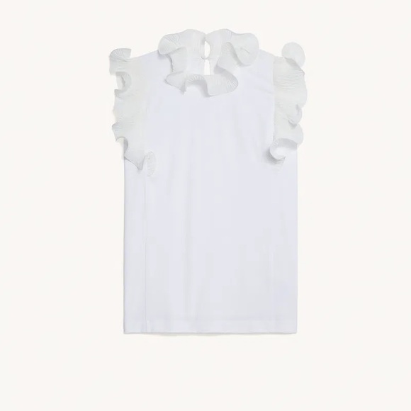$234 SANDRO white Ruffle Top - Picture 2 of 2